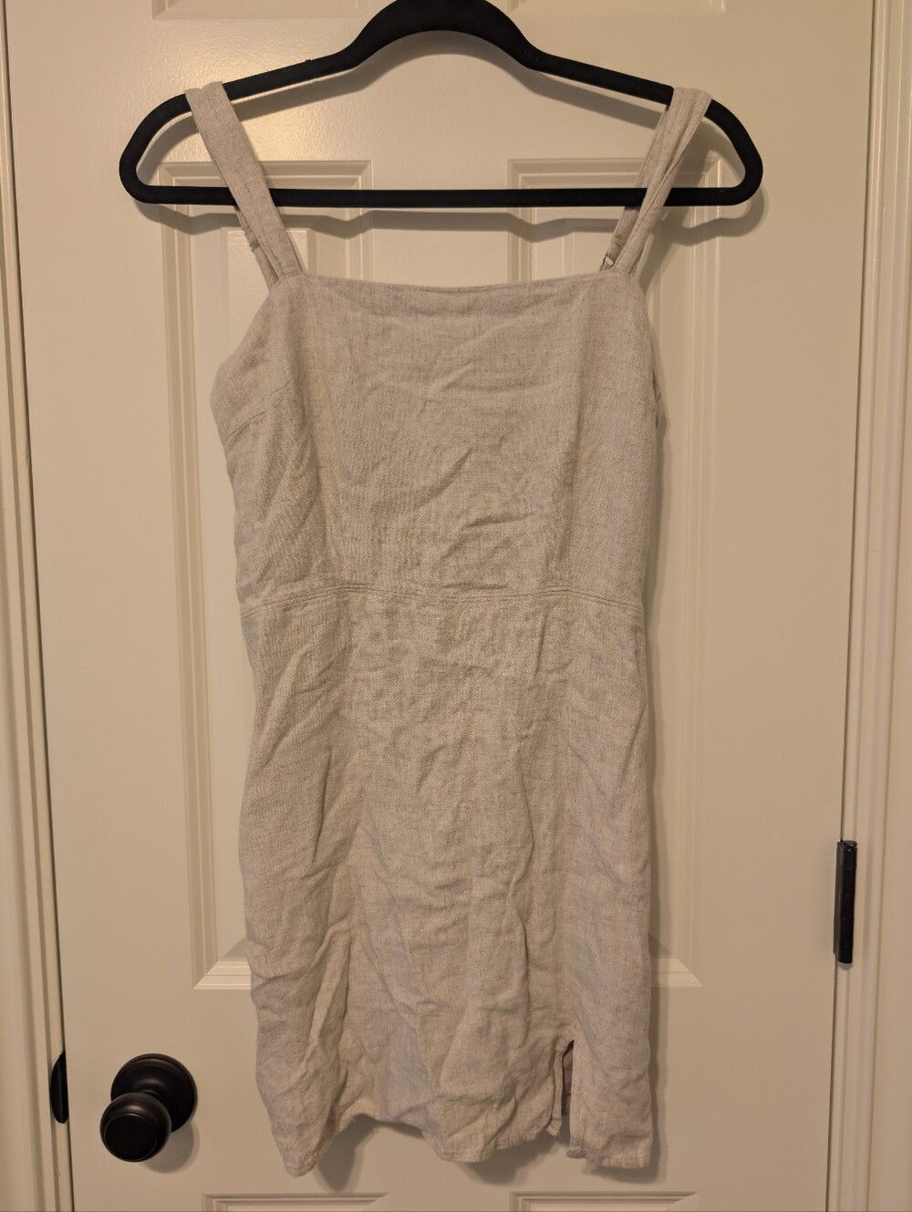 Abercrombie & Fitch Beige Linen-Blend Style Smocked Cami Top